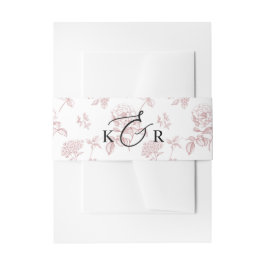 Classic Pink Victorian Floral Monogram Wedding  Einladungsbanderole