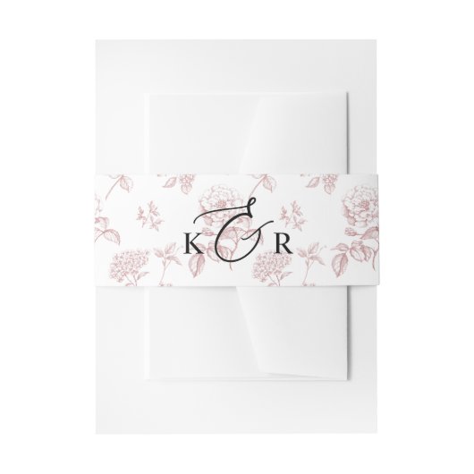 Classic Pink Victorian Floral Monogram Wedding Einladungsbanderole (Vorderseite Beispiel)