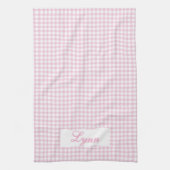Classic Pink & White Gingham | Personalized Name Geschirrtuch (Vertikal)