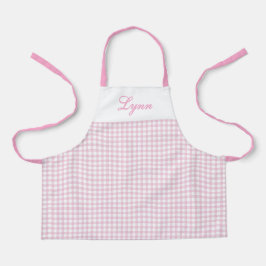 Classic Pink & White Gingham | Personalized Name Schürze