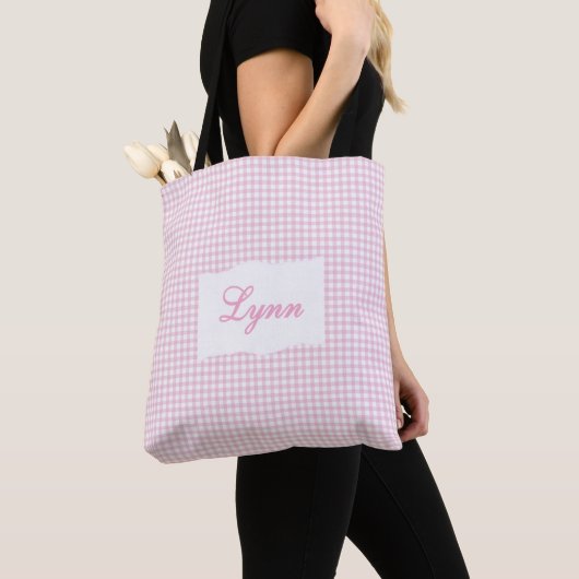 Classic Pink & White Gingham | Personalized Name Tasche (Von Nahem)