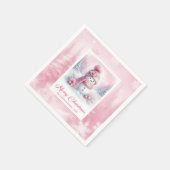 Classic Pinkmas Cozy Winter Forest Holiday Scene  Serviette (Ecke)