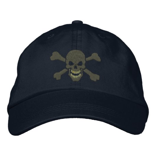 Classic Pirate Crossbones Skull Stickerei Bestickte Baseballkappe (Vorderseite)