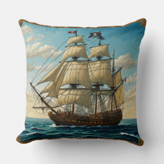 Classic Pirate Ship Mosaic Kissen