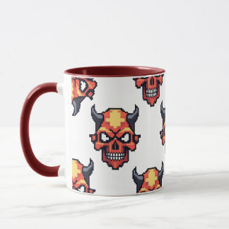 Classic Pixelated Devil Skull Pattern Mug Tasse