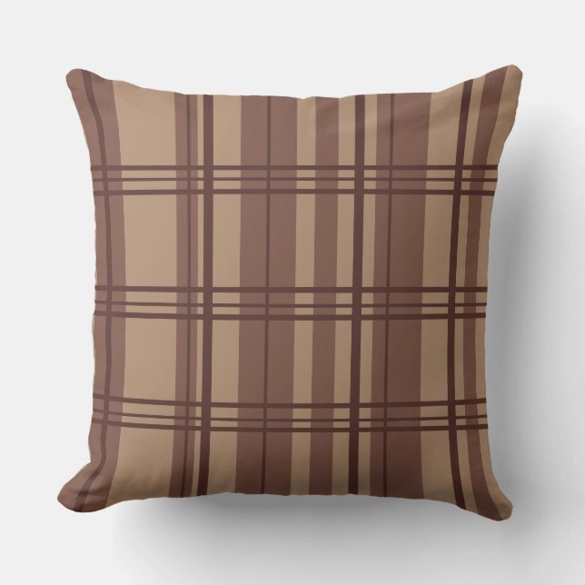 Classic Plaid Brown Shades Throw Pillow Kissen (Vorderseite)