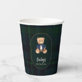 Classic Plaid Little Bear Birthday Pappbecher (Rückseite)