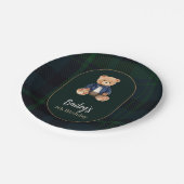 Classic Plaid Little Bear Birthday Pappteller (Schrägansicht)