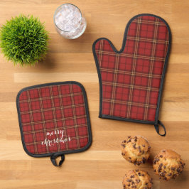 Classic Plaid Merry Christmas Festive - Ofenhandschuh & Topflappen-Set