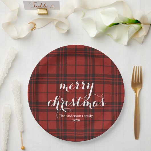 Classic Plaid Merry Christmas Festive - Pappteller (Hochzeit)