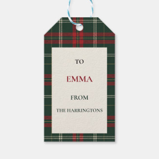 Classic Plaid Personalized Christmas Gift Tags Geschenkanhänger