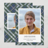 Classic Plaid Photo Graduation Announcement Card Ankündigung (Vorne/Hinten)