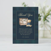 Classic Plaid Polo Teddy Bear Baby Shower Dankeskarte (Stehend Vorderseite)