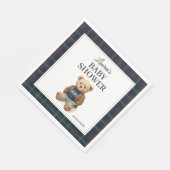 Classic Plaid Teddy Bear Baby Shower Napkins Serviette (Ecke)
