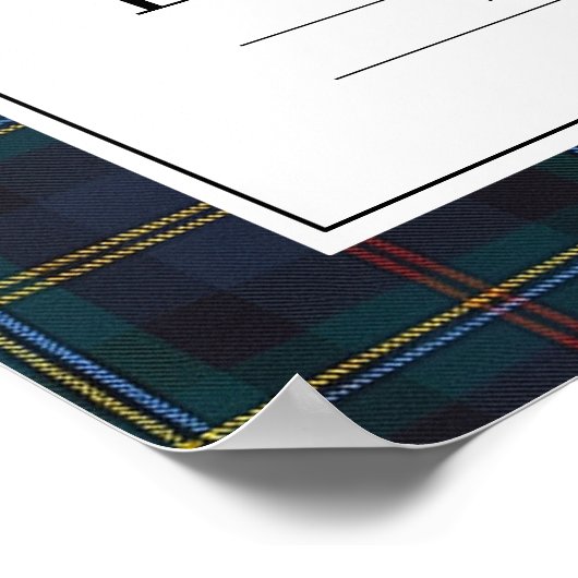 Classic Plaid Teddy Bear Baby Shower Poster (Ecke)