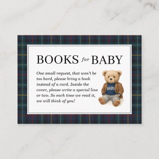 Classic Plaid Teddy Bear Books for Baby Cards  Begleitkarte (Vorderseite)