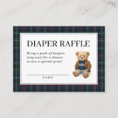 Classic Plaid Teddy Bear Diaper Raffle Cards Begleitkarte (Vorderseite)
