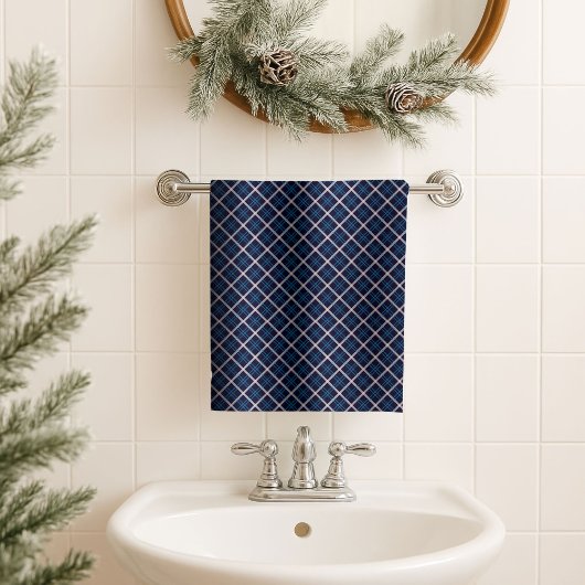 Classic Plaid Towel Masculine Navy Blue Bath Look Badhandtuch Set
