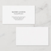 Classic Plain White Simple Professional Minimalist Visitenkarte (Vorne/Hinten)