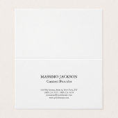 Classic Plain White Simple Professional Minimalist Visitenkarten (Außenseite Aufgefaltet)