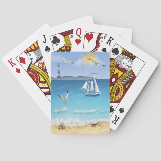 Classic Playing Cards für Wasserfarben Ocean Beach Spielkarten (Rückseite)