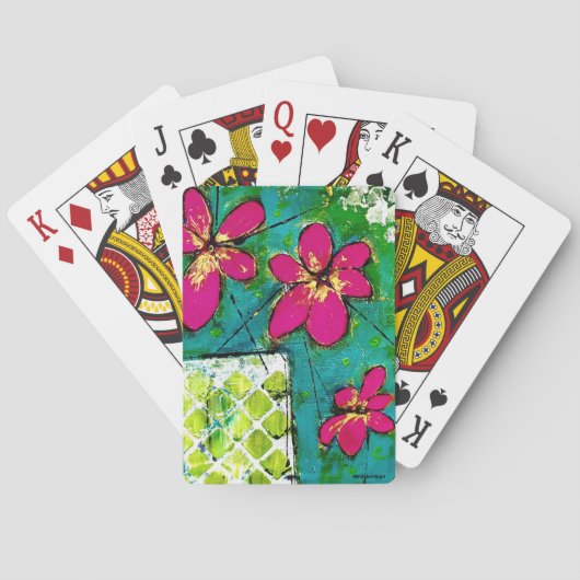 Classic Playing Cards mit Art Three Pink Blume Spielkarten (Rückseite)