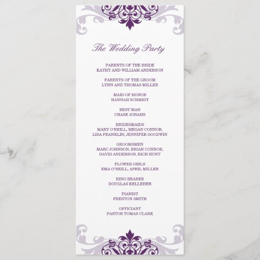 Classic Plum Lila Elegantes Ironwork Hochzeit Programm (Vorderseite)