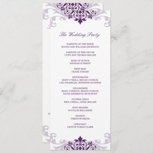 Classic Plum Lila Elegantes Ironwork Hochzeit Programm (Vorne/Hinten)