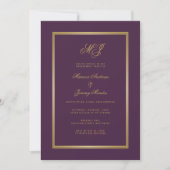 Classic Plum Lila Gold Monogram Engagement Party Einladung (Vorderseite)