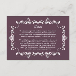 Classic Plum Purple Ornately Framed Wedding Begleitkarte