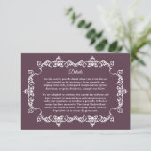 Classic Plum Purple Ornately Framed Wedding Begleitkarte (Stehend Vorderseite)