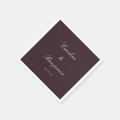 Classic Plum Script Elegant Wedding Custom Name Serviette (Ecke)