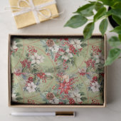 Classic Poinsettia & Berry Holiday Tissue Paper Seidenpapier (Geschenk)