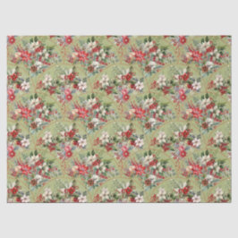 Classic Poinsettia & Berry Holiday Tissue Paper Seidenpapier