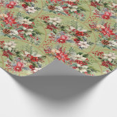 Classic Poinsettia & Berry Holiday Wrapping Paper Geschenkpapier (Ecke)