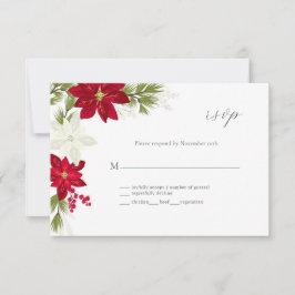 Classic Poinsettia Blume Wedding RSVP Card