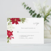 Classic Poinsettia Blume Wedding RSVP Card (Stehend Vorderseite)