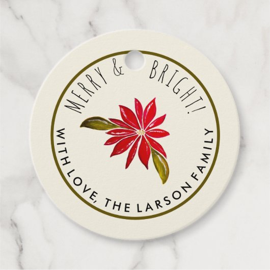 Classic Poinsettia Einfach Niedlich Moderne Weihna Geschenkanhänger (Vorderseite)