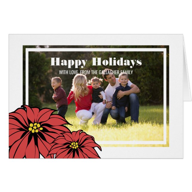 Classic Poinsettia Holiday Foto (Vorderseite (Horizontal))