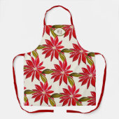 Classic Poinsettia Weihnachten Rote Grüne Initiale Schürze (Vorderseite)
