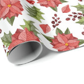 Classic Poinsettia Weihnachtsfeiertag Geschenkpapier (Rolleneckpunkt)