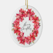 Classic Poinsettia Weihnachtskranz mit Beeren Keramik Ornament (Rechts)