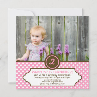 Classic Polka Dot Birthday Invitation (Baby Pink) Einladung