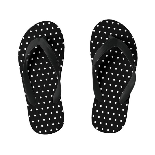 Classic Polka Dot Black und White Kinderbadesandalen (Fußbett)