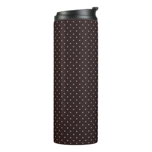 Classic Polka Dot Pattern, Brown, Boho Polka Dots Thermosbecher (Nach links gedreht)