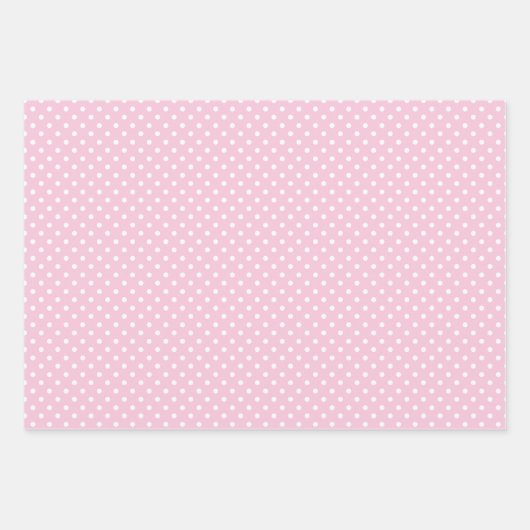 Classic Polka Dot White - Light Pink Geschenkpapier Set (Vorderseite)