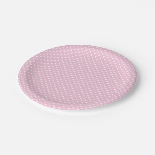Classic Polka Dot White - Light Pink Pappteller (Schrägansicht)