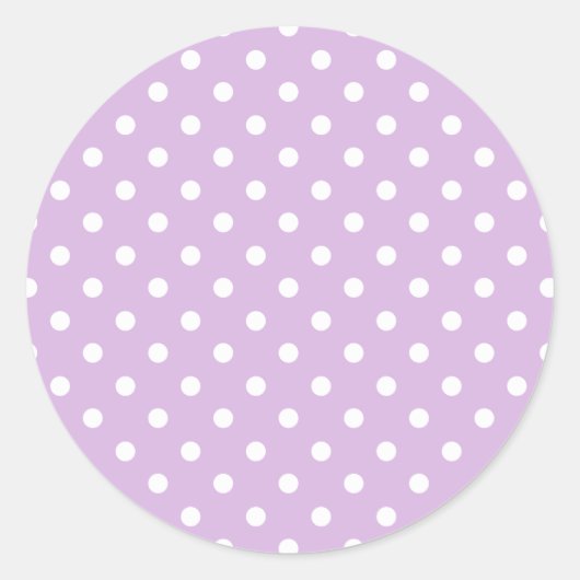 Classic Polka Dot White - Soft Lilac Runder Aufkleber (Vorderseite)