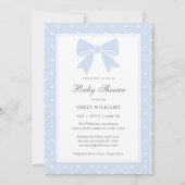 Classic Polka Dots Baby Blue Bow Boy Baby Dusche Einladung (Vorderseite)
