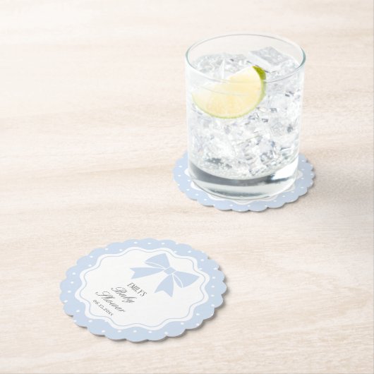 Classic Polka Dots Baby Blue Bow Boy Baby Dusche Untersetzer (Vor Ort)